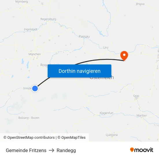 Gemeinde Fritzens to Randegg map