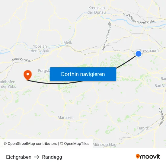 Eichgraben to Randegg map