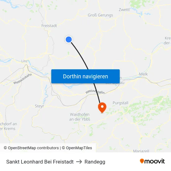 Sankt Leonhard Bei Freistadt to Randegg map