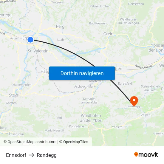 Ennsdorf to Randegg map
