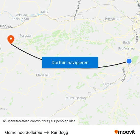 Gemeinde Sollenau to Randegg map