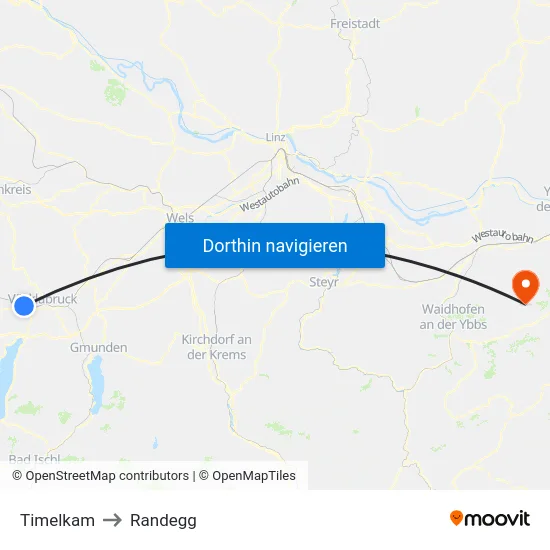 Timelkam to Randegg map