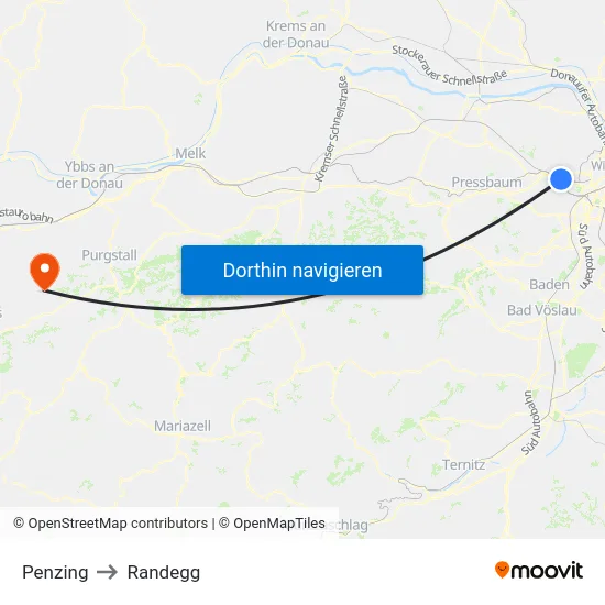 Penzing to Randegg map