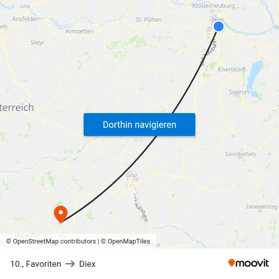 10., Favoriten to Diex map