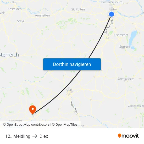 12., Meidling to Diex map