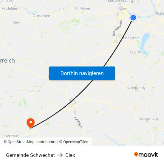 Gemeinde Schwechat to Diex map