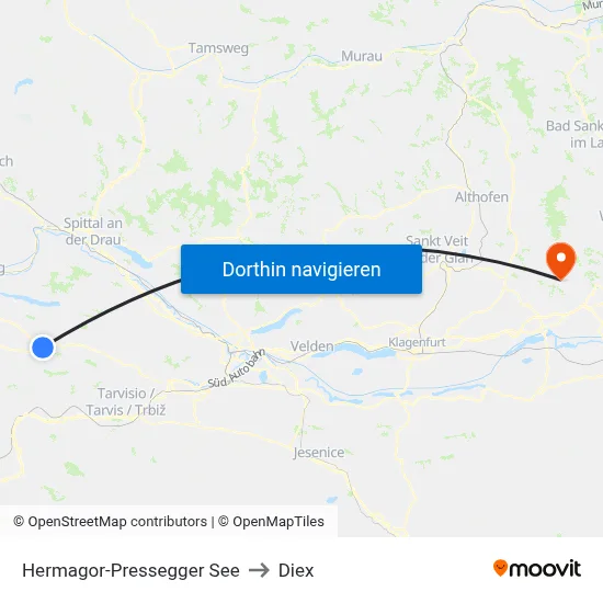 Hermagor-Pressegger See to Diex map