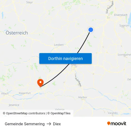 Gemeinde Semmering to Diex map