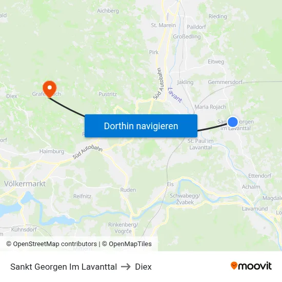 Sankt Georgen Im Lavanttal to Diex map