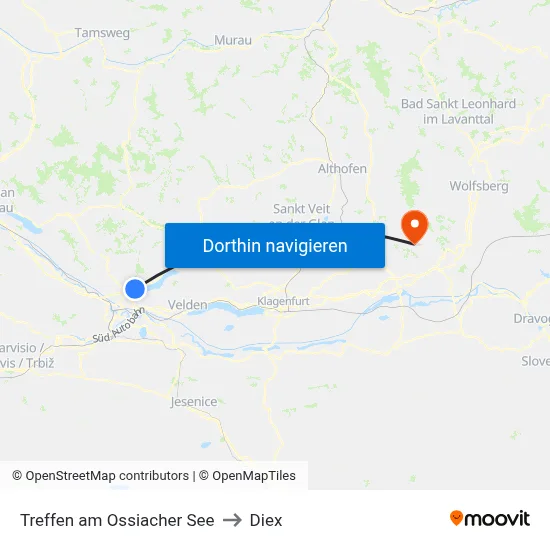 Treffen am Ossiacher See to Diex map