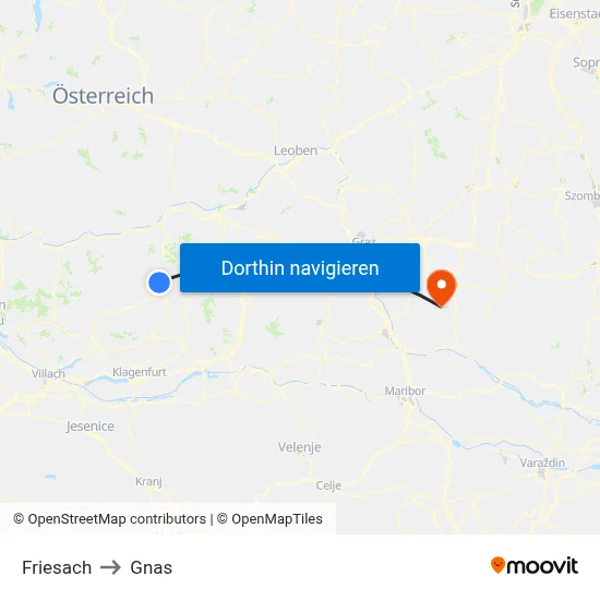 Friesach to Gnas map
