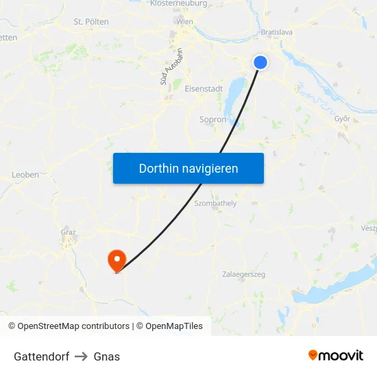 Gattendorf to Gnas map
