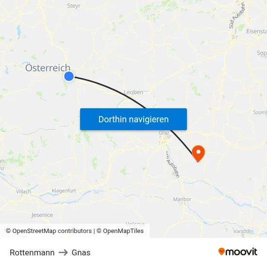 Rottenmann to Gnas map