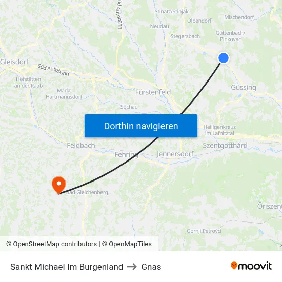 Sankt Michael Im Burgenland to Gnas map