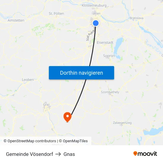 Gemeinde Vösendorf to Gnas map