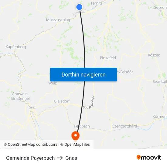 Gemeinde Payerbach to Gnas map