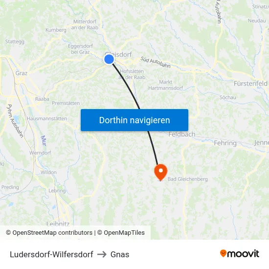 Ludersdorf-Wilfersdorf to Gnas map