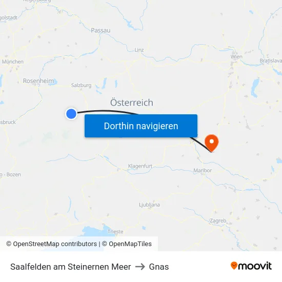 Saalfelden am Steinernen Meer to Gnas map