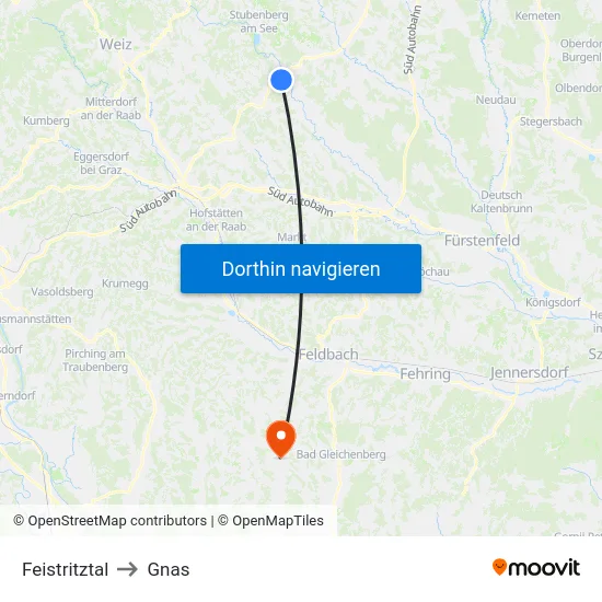 Feistritztal to Gnas map