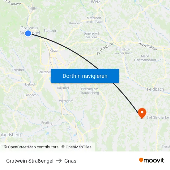 Gratwein-Straßengel to Gnas map