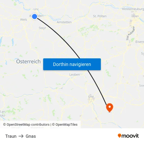Traun to Gnas map