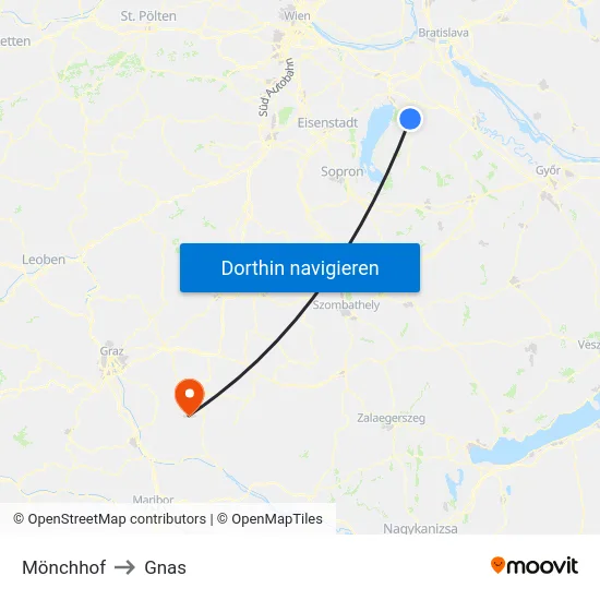 Mönchhof to Gnas map