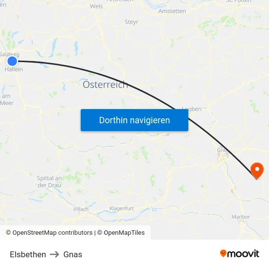 Elsbethen to Gnas map