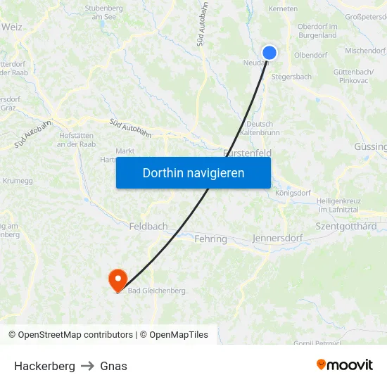 Hackerberg to Gnas map