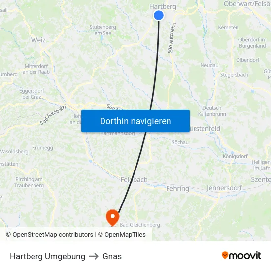 Hartberg Umgebung to Gnas map