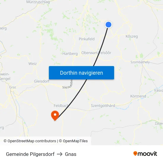 Gemeinde Pilgersdorf to Gnas map