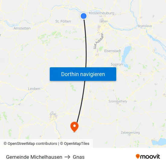 Gemeinde Michelhausen to Gnas map