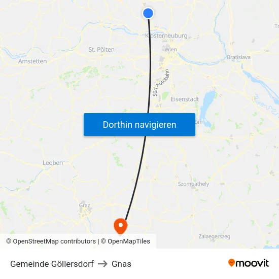 Gemeinde Göllersdorf to Gnas map