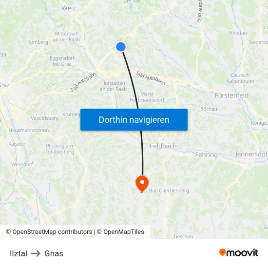 Ilztal to Gnas map