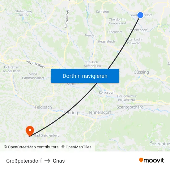 Großpetersdorf to Gnas map