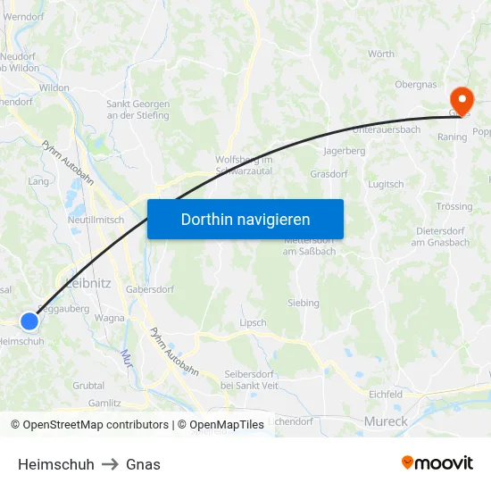 Heimschuh to Gnas map