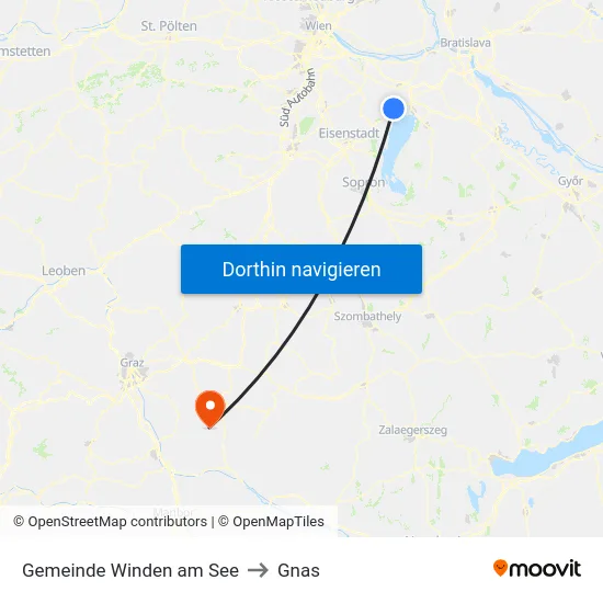 Gemeinde Winden am See to Gnas map