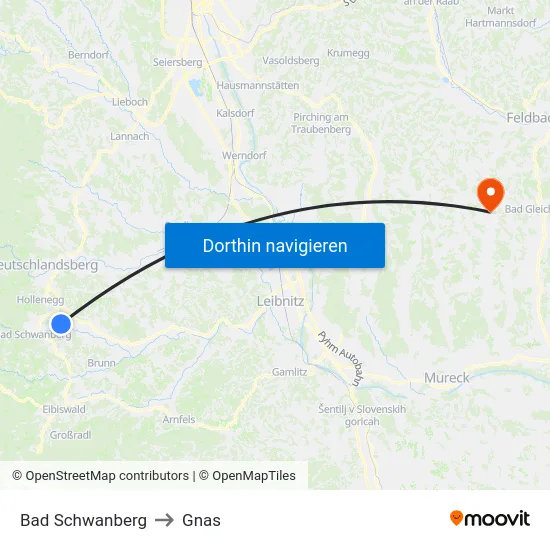 Bad Schwanberg to Gnas map