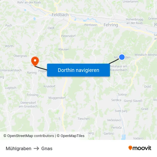 Mühlgraben to Gnas map