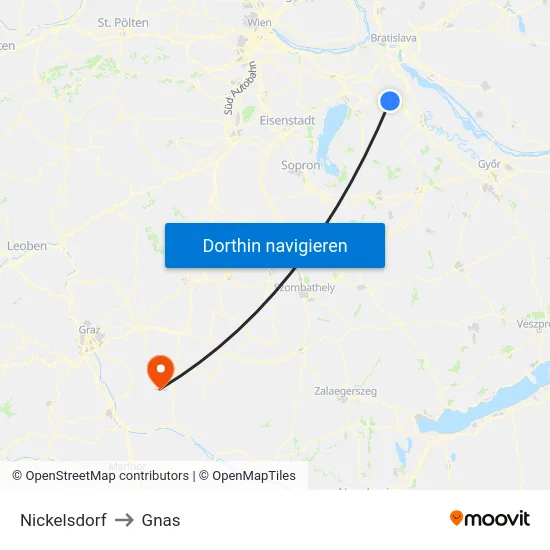 Nickelsdorf to Gnas map