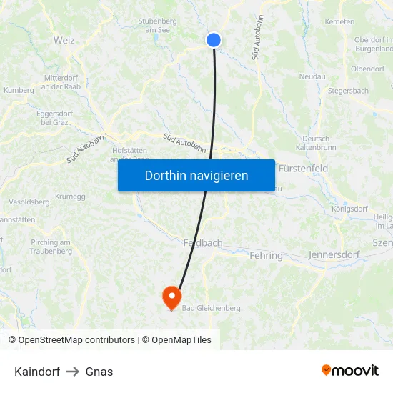 Kaindorf to Gnas map