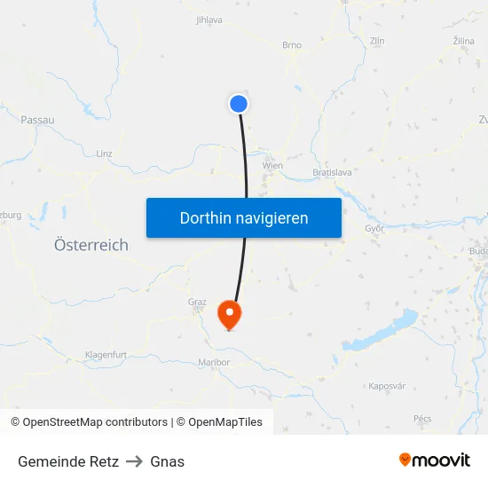 Gemeinde Retz to Gnas map