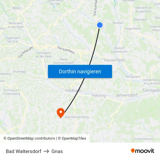 Bad Waltersdorf to Gnas map