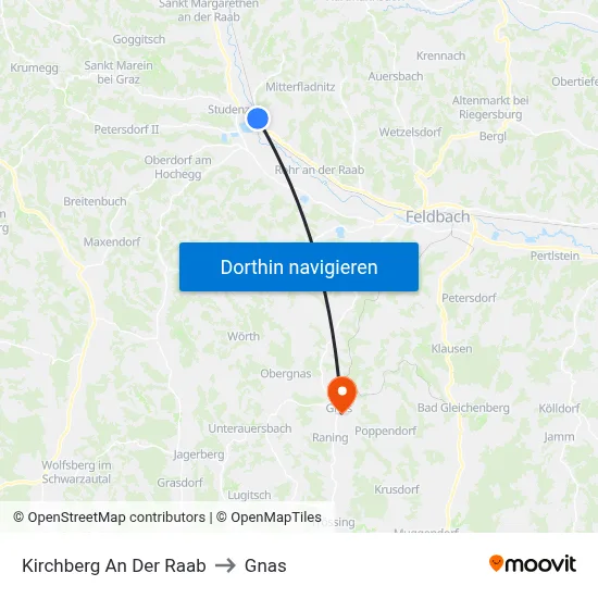 Kirchberg An Der Raab to Gnas map