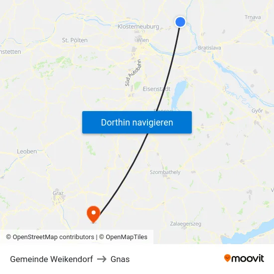 Gemeinde Weikendorf to Gnas map