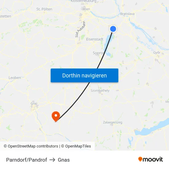 Parndorf/Pandrof to Gnas map