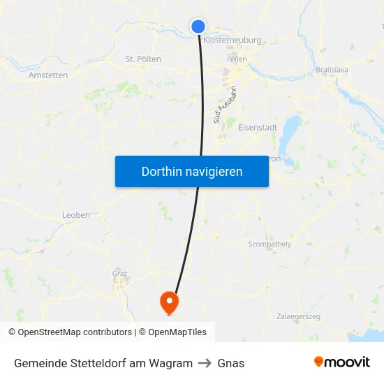 Gemeinde Stetteldorf am Wagram to Gnas map