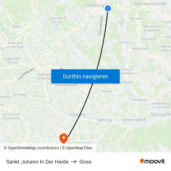 Sankt Johann In Der Haide to Gnas map