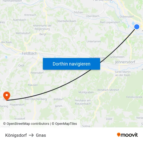 Königsdorf to Gnas map