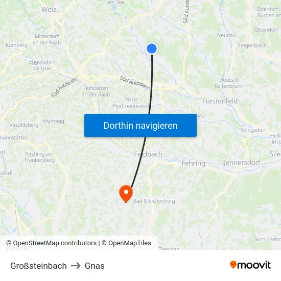 Großsteinbach to Gnas map
