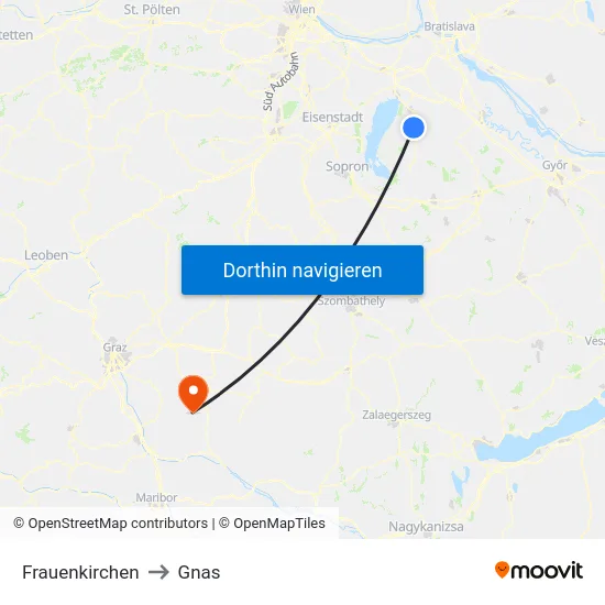 Frauenkirchen to Gnas map